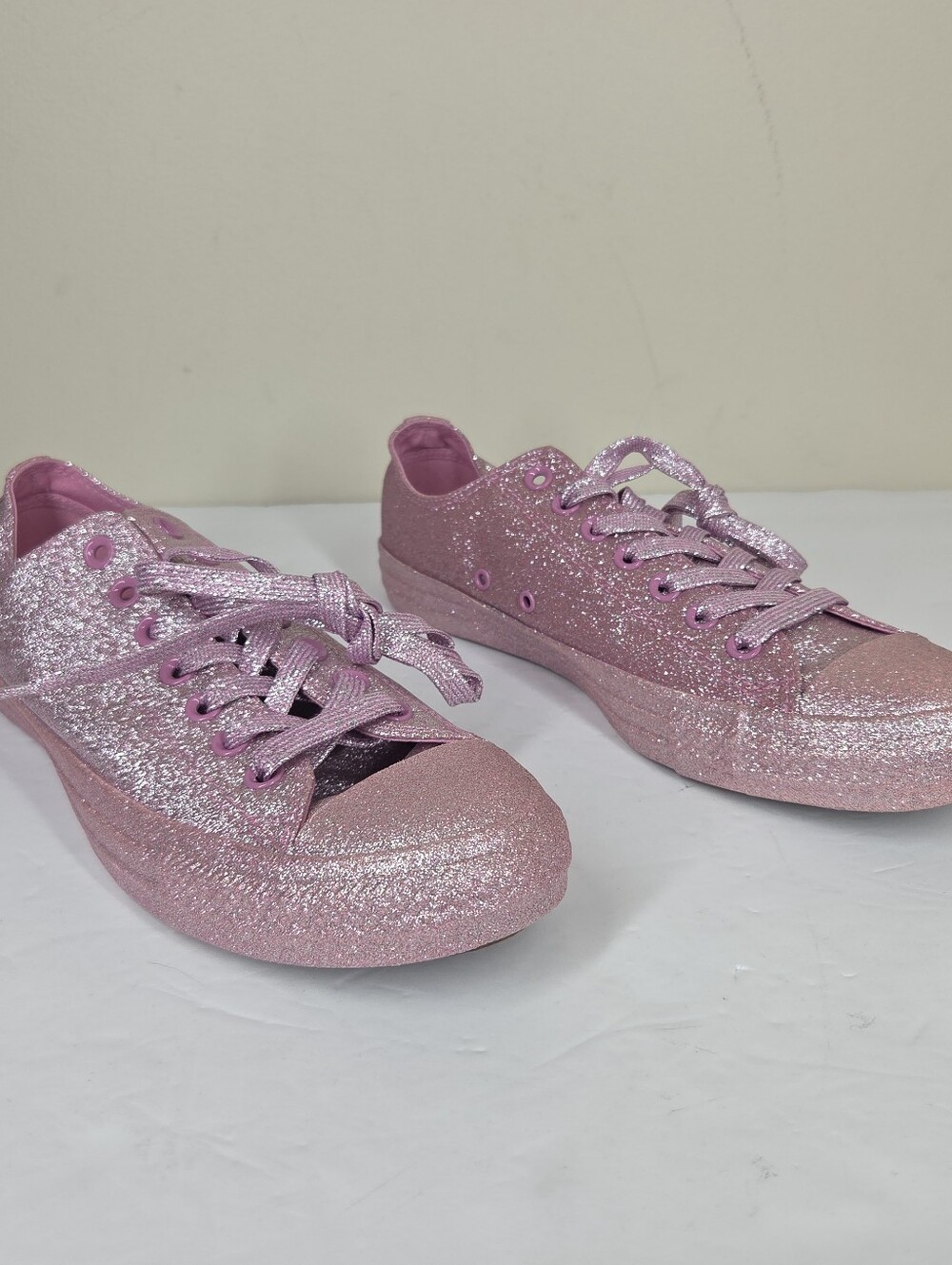 Converse All Star Low Light Pink Glitter Sneakers M 9 W 11 Bridal Party Prom